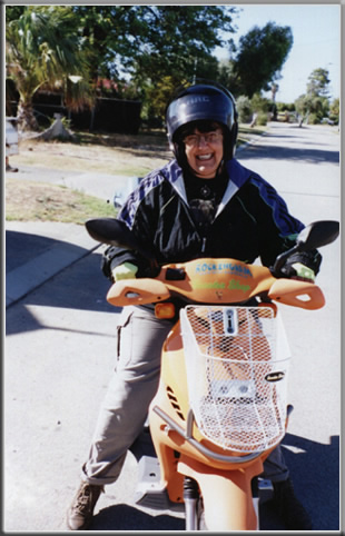 Wyn with her new Bolwell Gypsy Scooter